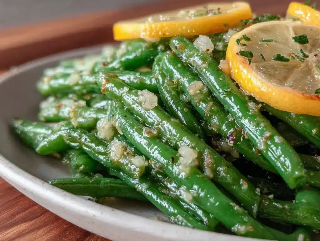 fresh lemon garlic green beans - featured image