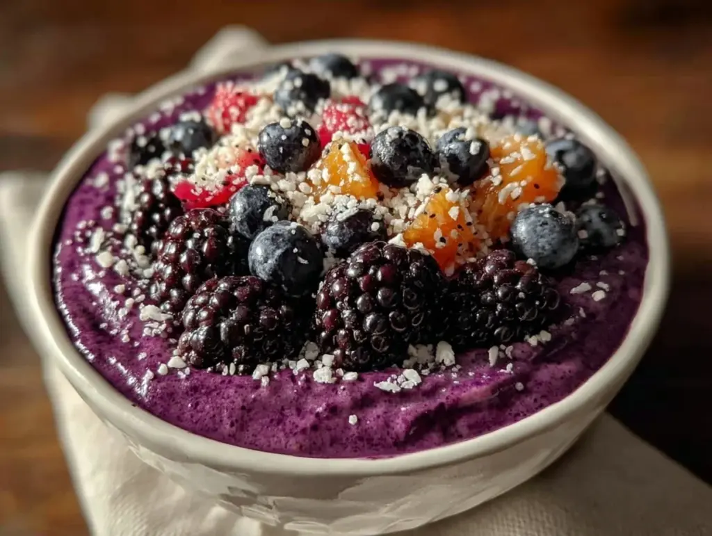fresh purple power smoothie bowl - featured image