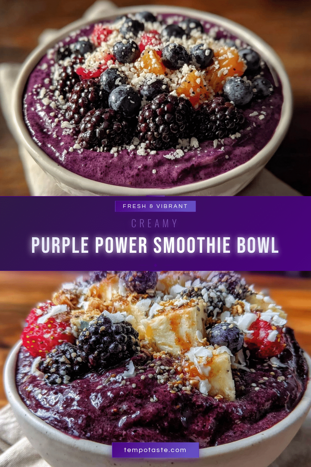 fresh purple power smoothie bowl recipe