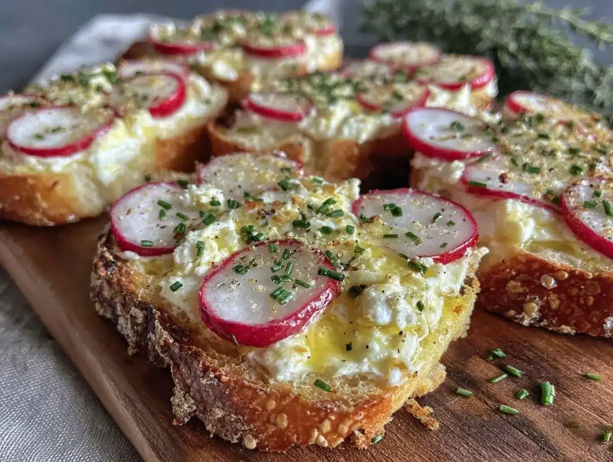 fresh radish and herb butter crostini preparation steps