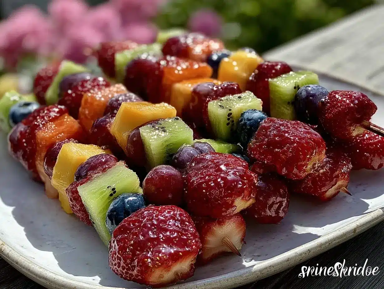 fresh rainbow fruit kabobs preparation steps