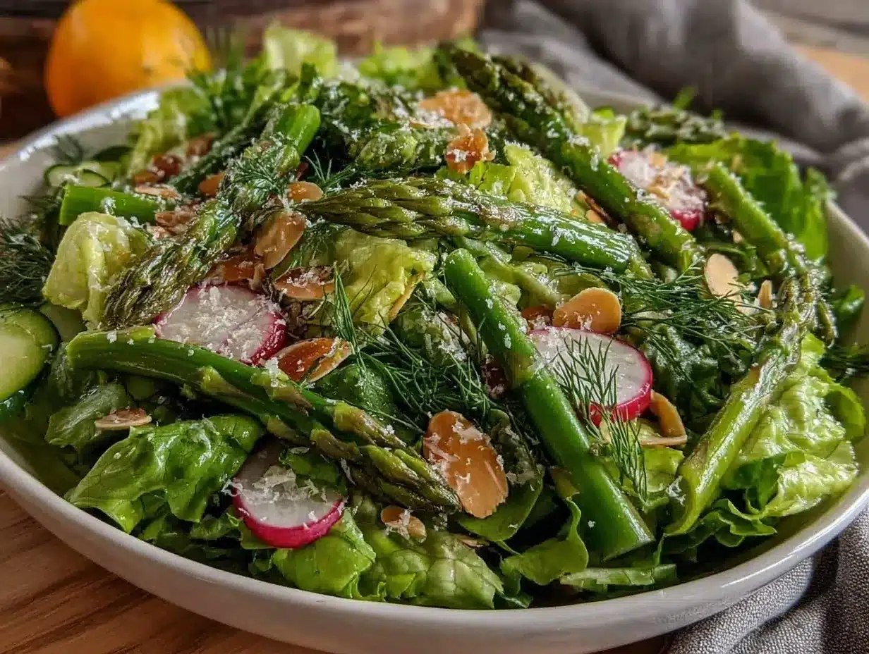 fresh spring green salad preparation steps