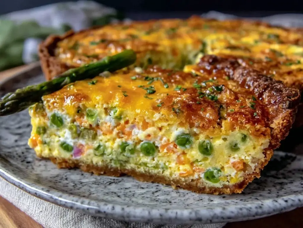 fresh spring vegetable quiche - featured image