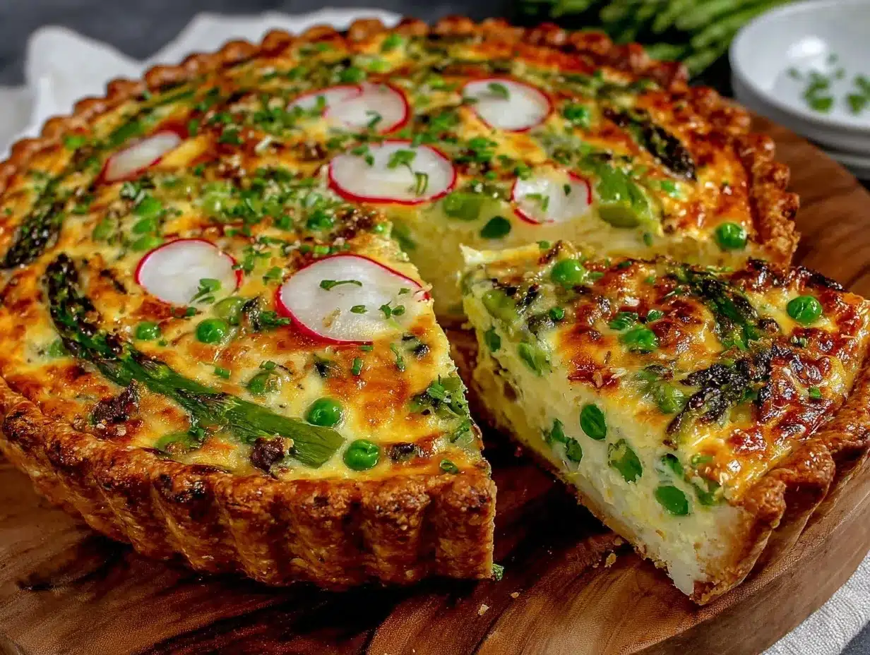 fresh spring vegetable quiche preparation steps
