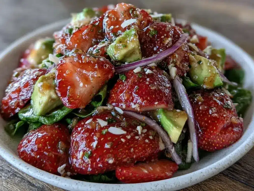 fresh strawberry avocado salad - featured image