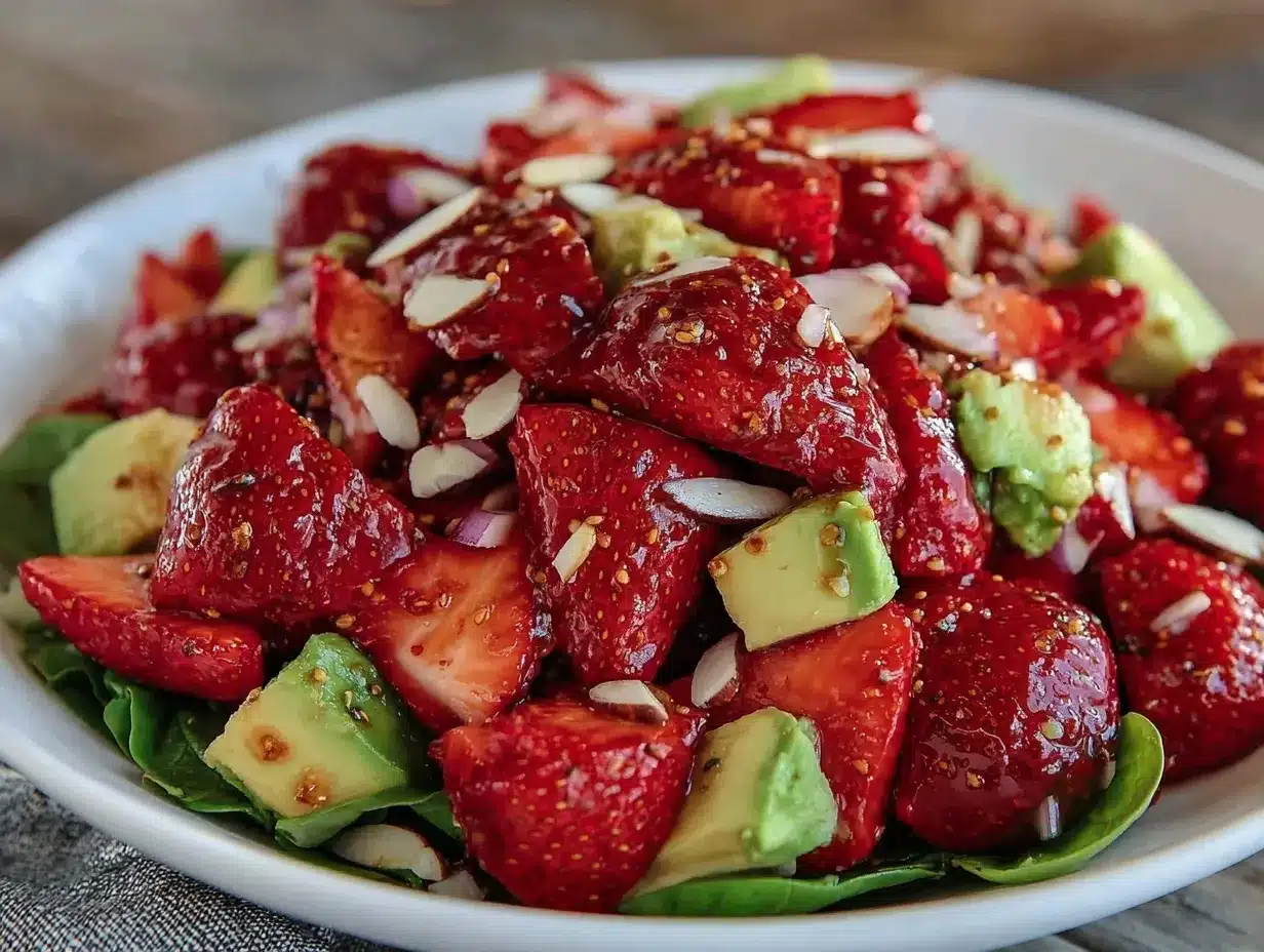 fresh strawberry avocado salad preparation steps