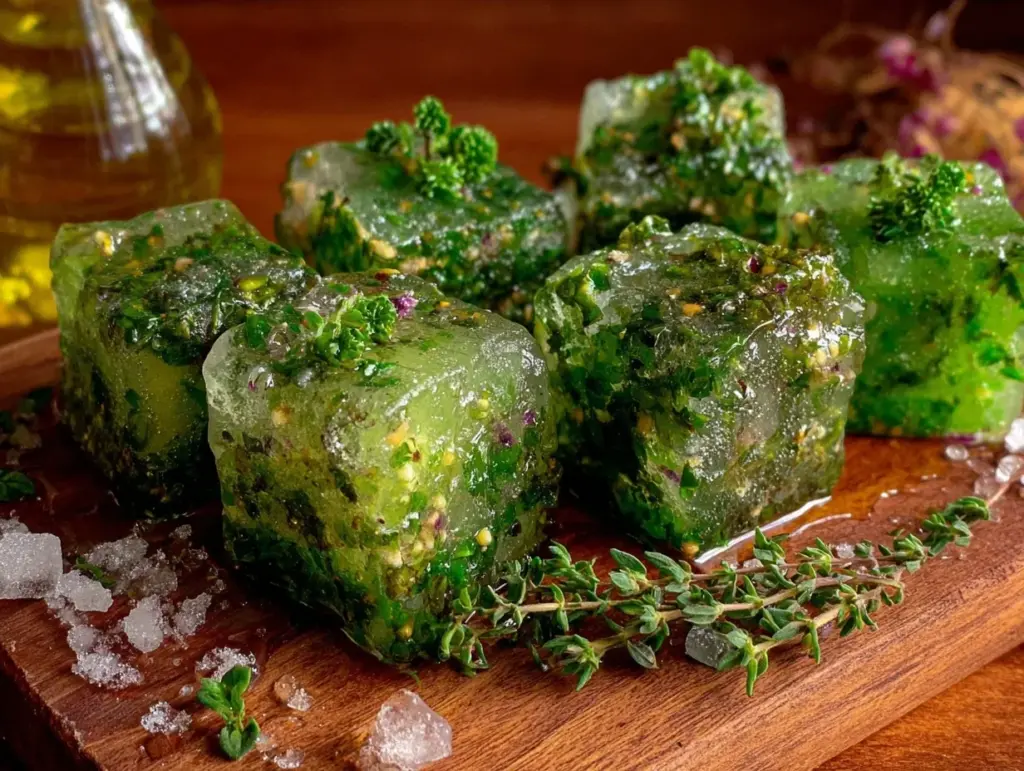 frozen herb cubes in olive oil - featured image