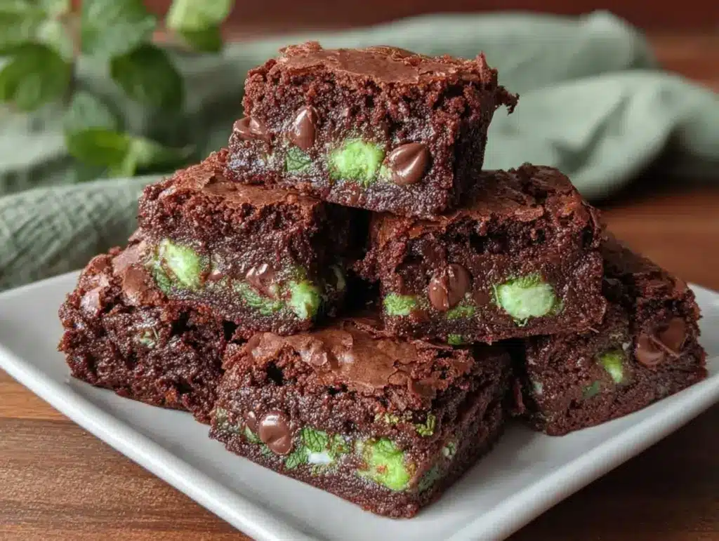 fudgy mint chocolate chip brownies - featured image