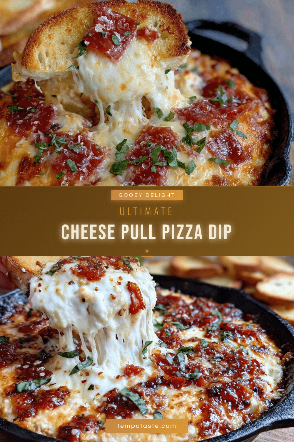 gooey cheese pull pizza dip recipe