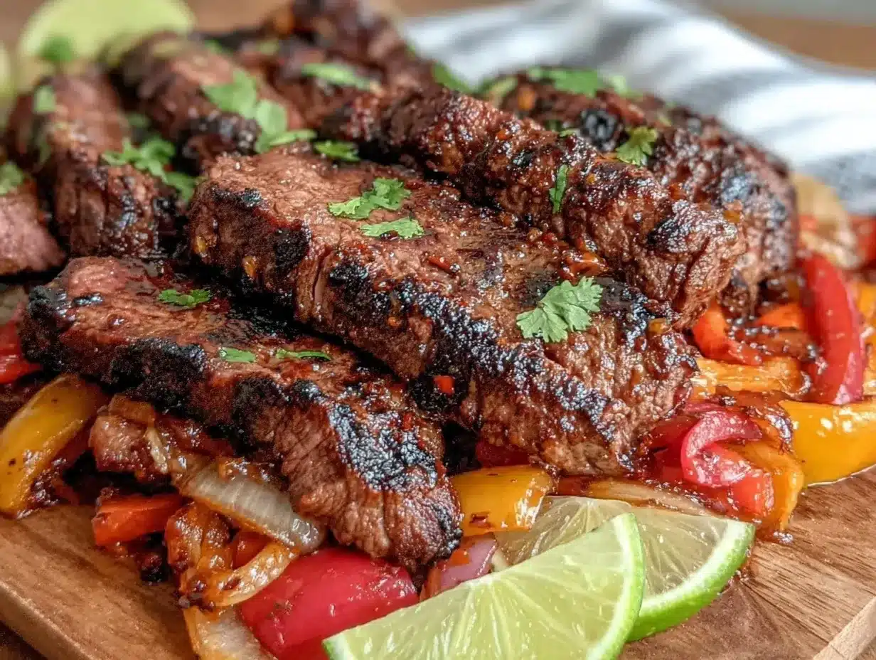 grilled garlic lime steak fajitas preparation steps