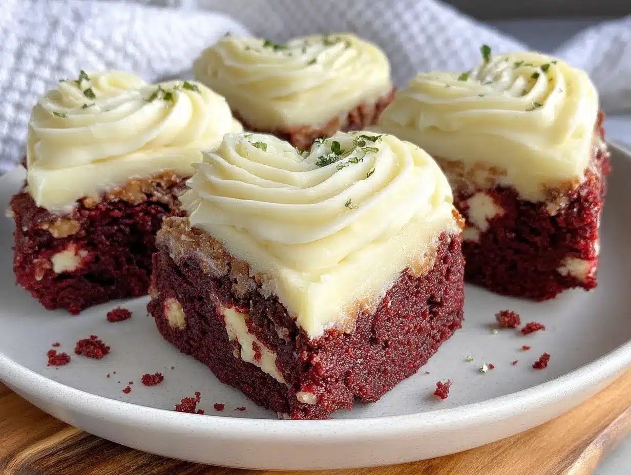 heart-shaped red velvet brownies preparation steps