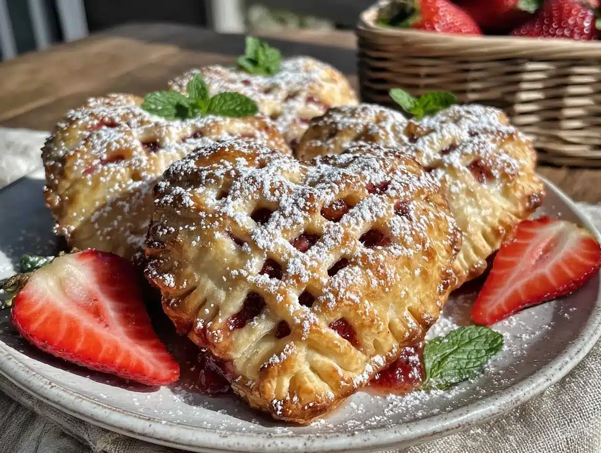 heart shaped strawberry cream pies preparation steps
