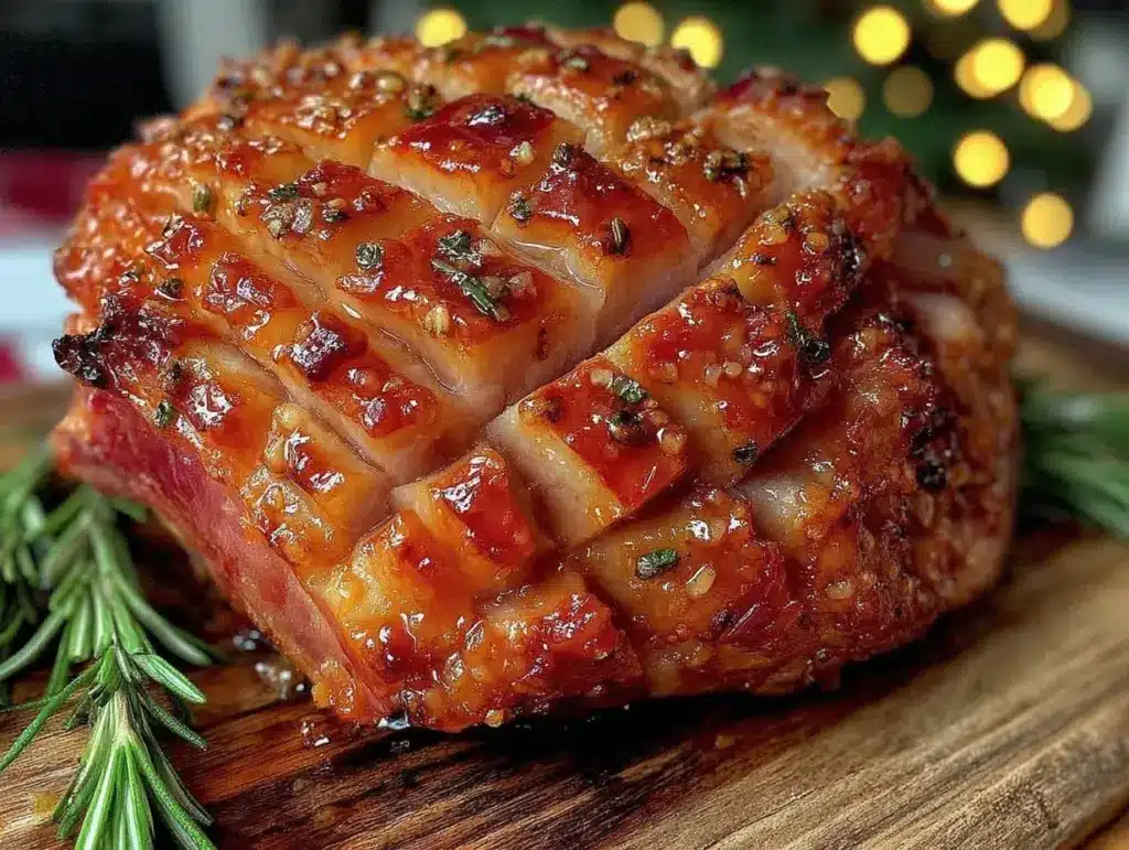 honey garlic glazed ham - featured image