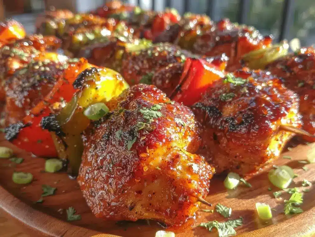 honey sriracha grilled chicken kabobs - featured image