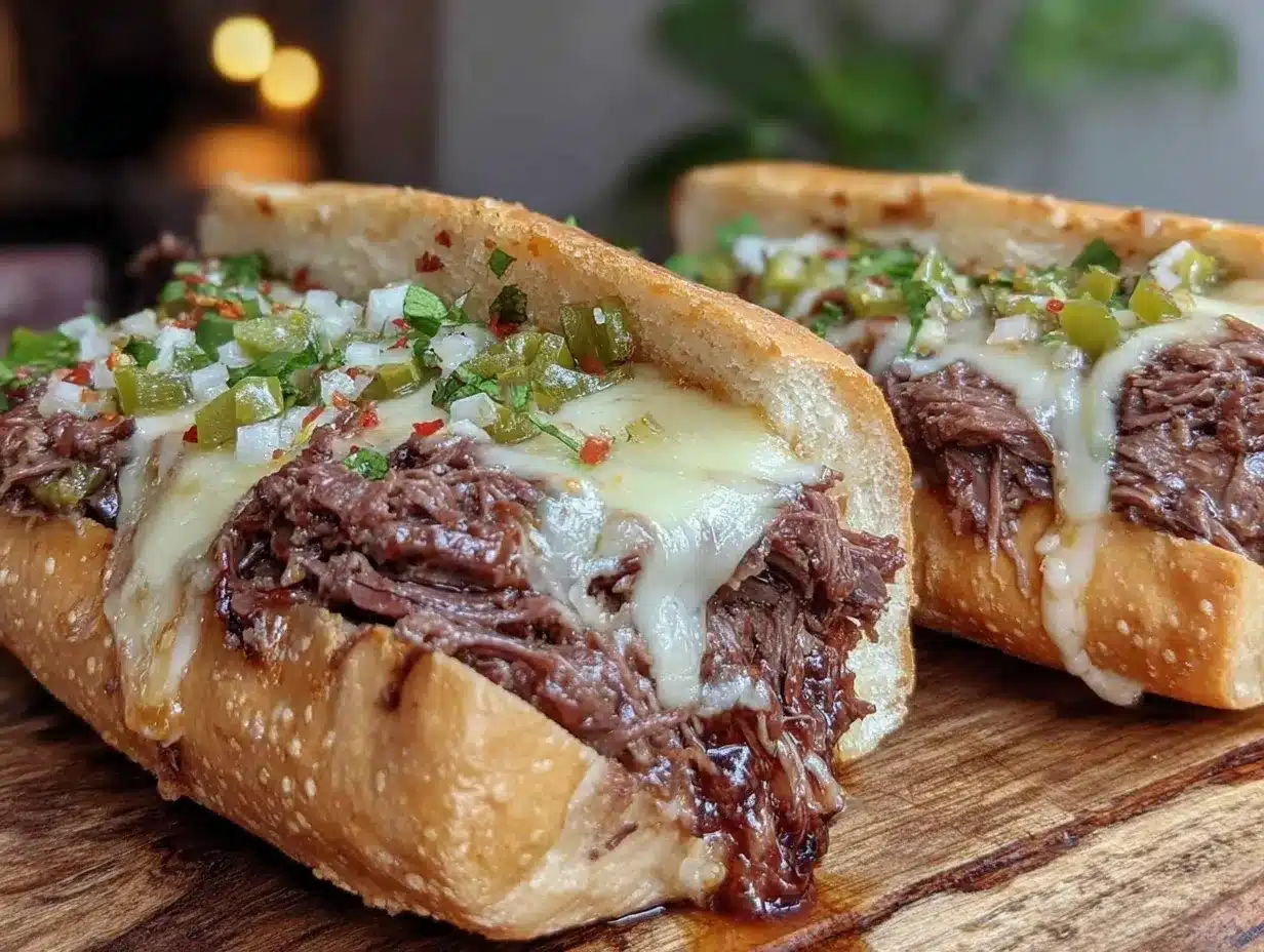 Italian beef sandwich preparation steps