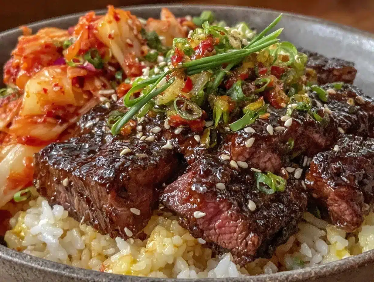 Korean BBQ beef bowl preparation steps