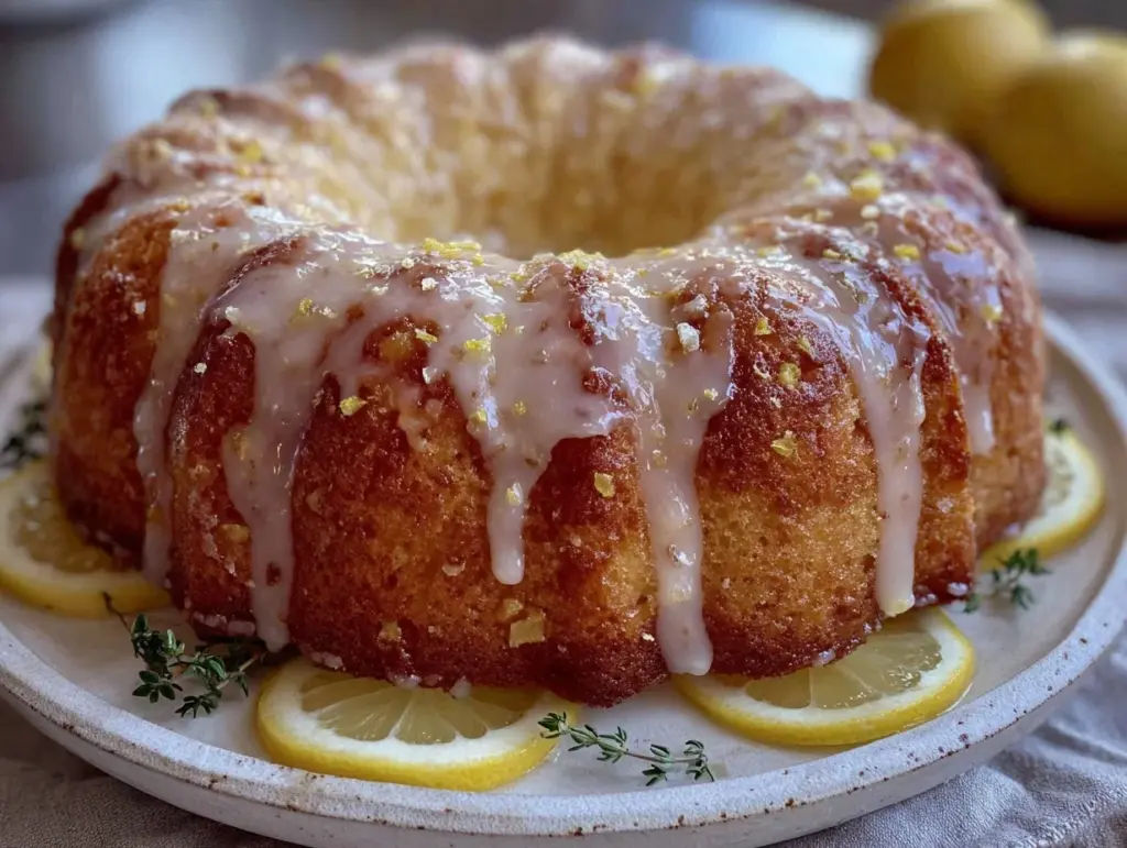 lemon cream cheese bundt cake - featured image
