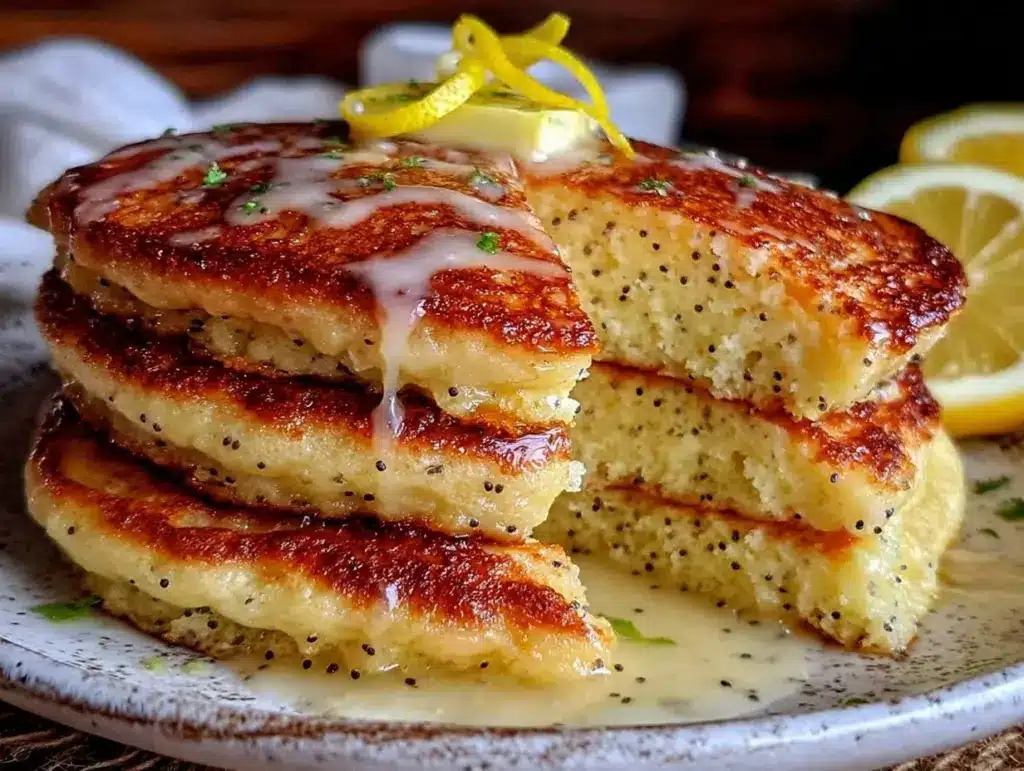 lemon poppy seed pancakes - featured image