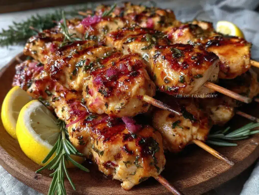 lemon rosemary grilled chicken skewers - featured image