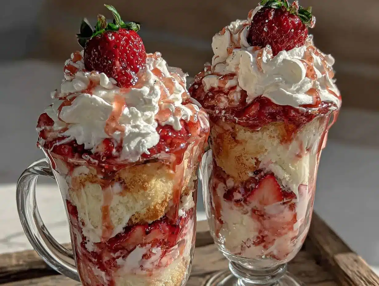Light Champagne Strawberry Shortcake Parfaits preparation steps