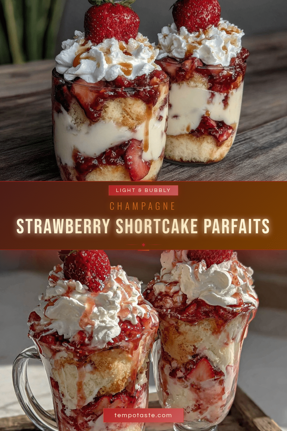 Light Champagne Strawberry Shortcake Parfaits recipe