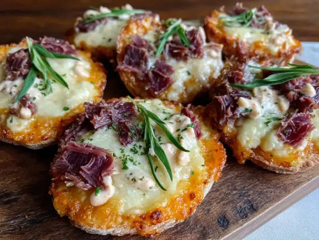 mini reuben pizzas - featured image
