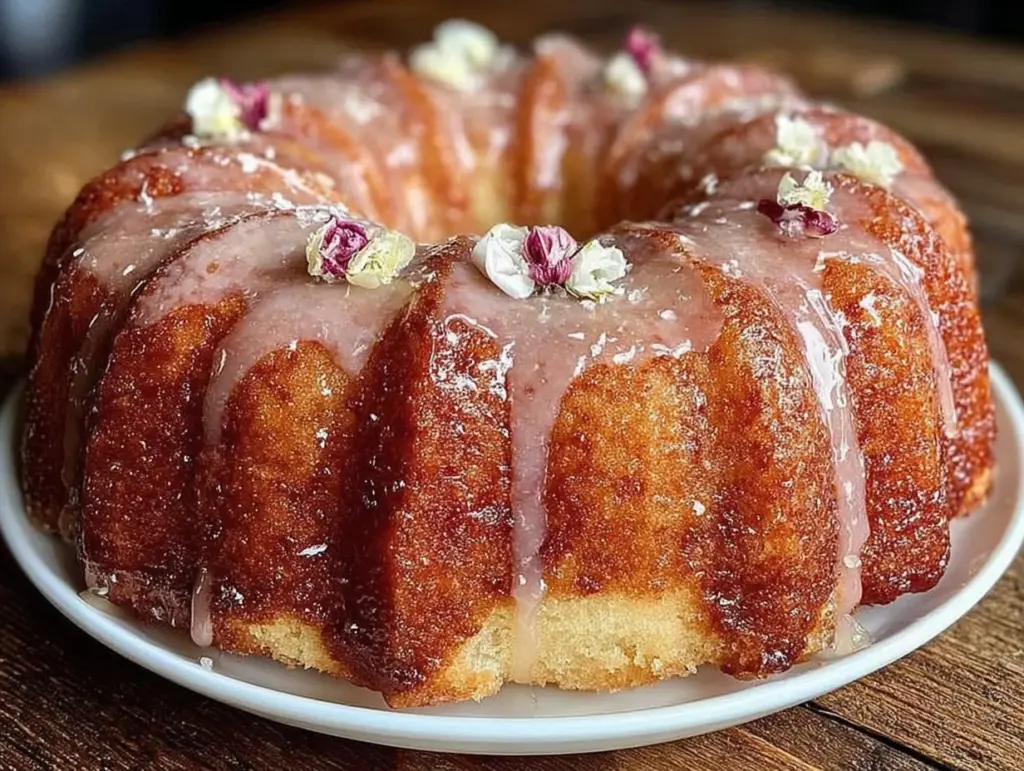 moist pink velvet bundt cake - featured image