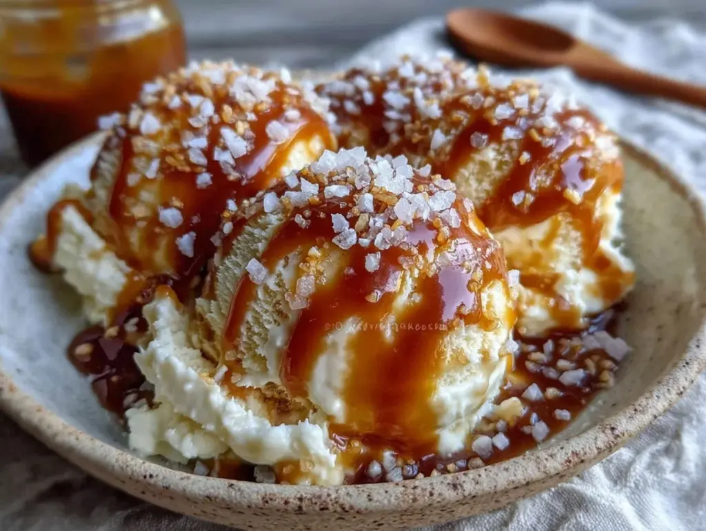 no-churn salted caramel ice cream - featured image