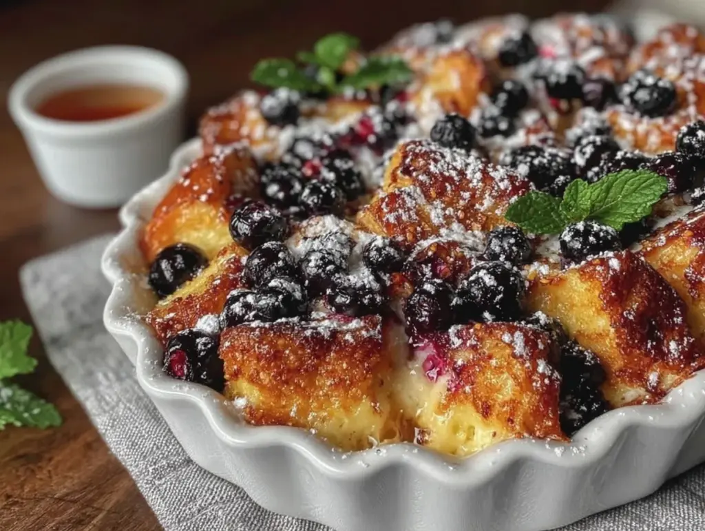 overnight blueberry french toast bake - featured image