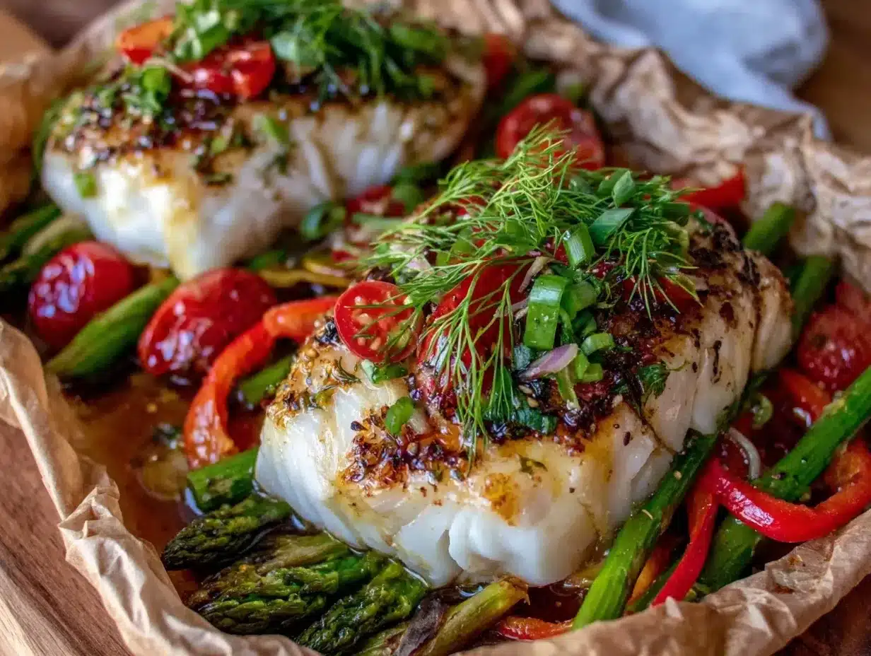 parchment paper fish packets recipe preparation steps