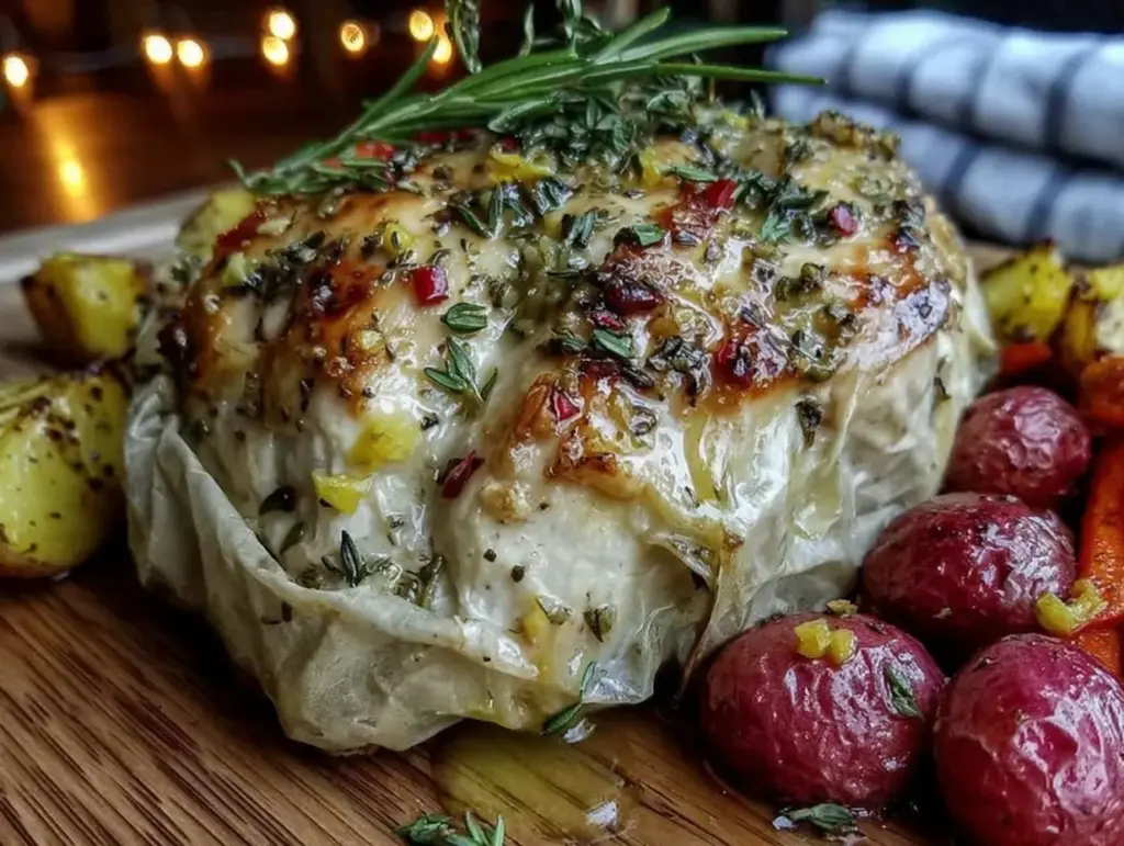 parchment wrapped chicken - featured image