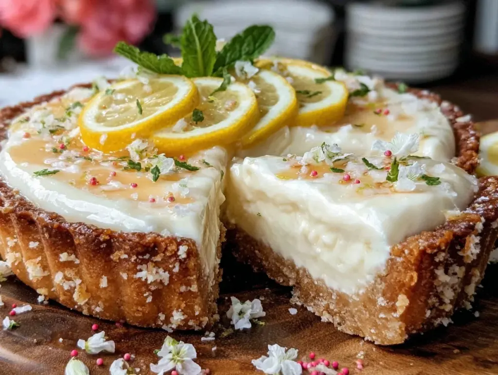 pink lemon cream tart - featured image