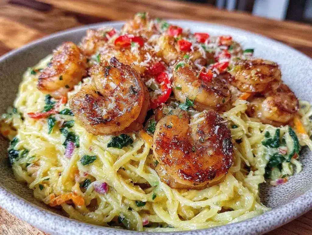 quick creamy garlic butter shrimp pasta - featured image