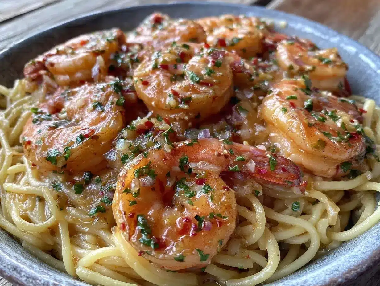 quick creamy garlic butter shrimp pasta preparation steps
