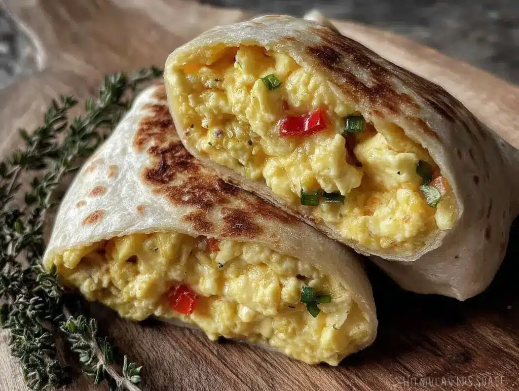 quick creamy scrambled egg wrap - featured image