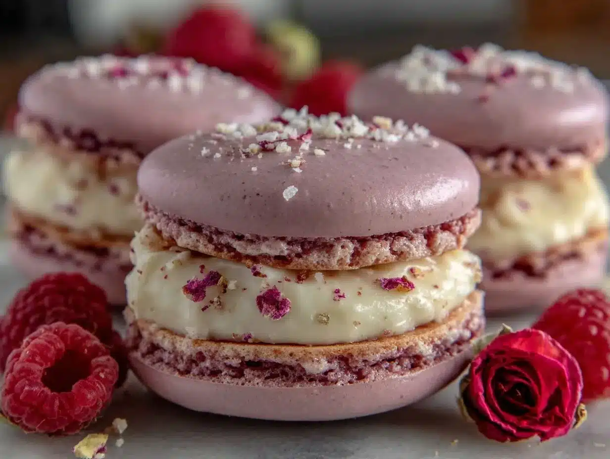 raspberry rose macarons preparation steps