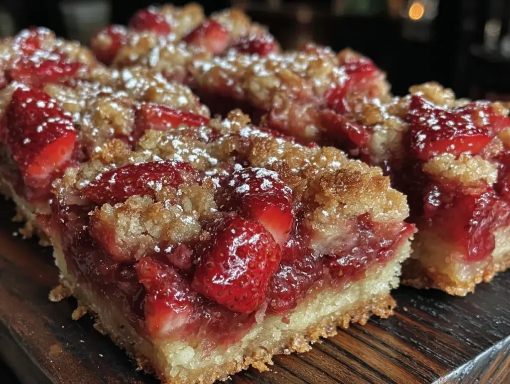 rhubarb strawberry crumble bars - featured image