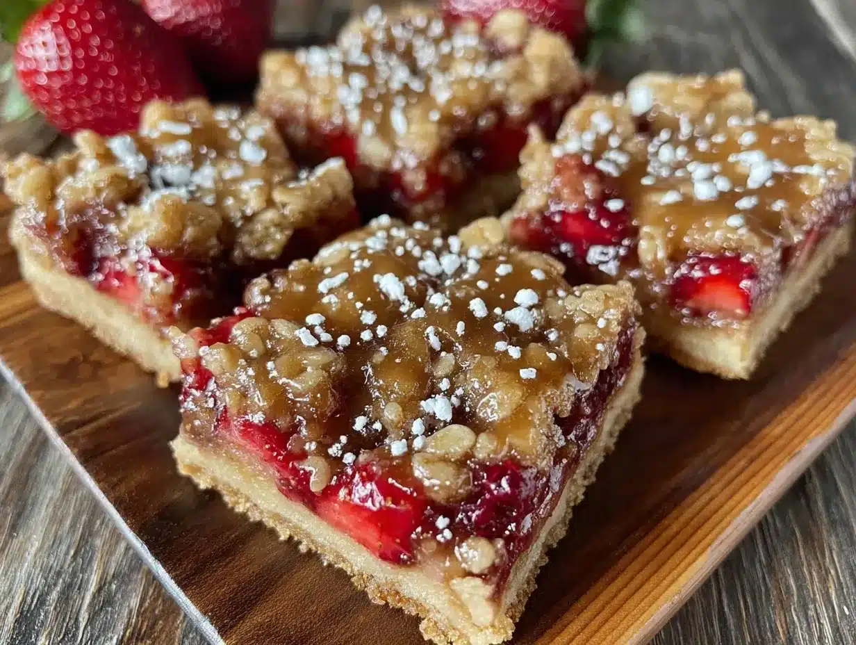 rhubarb strawberry crumble bars preparation steps