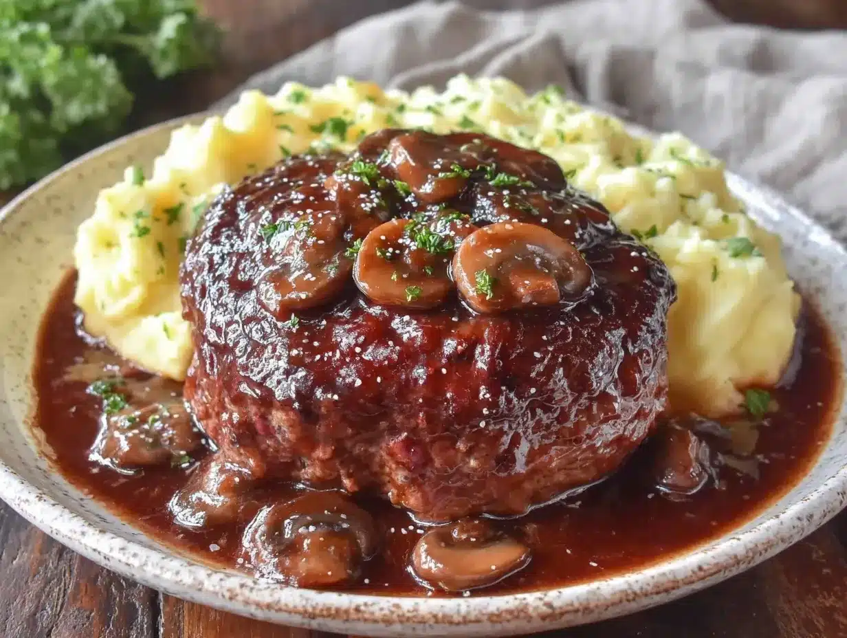 Salisbury steak with creamy mushroom gravy preparation steps