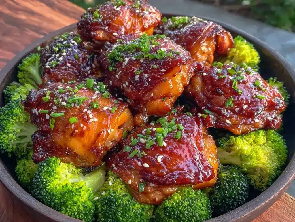sticky sheet pan teriyaki chicken and broccoli - featured image