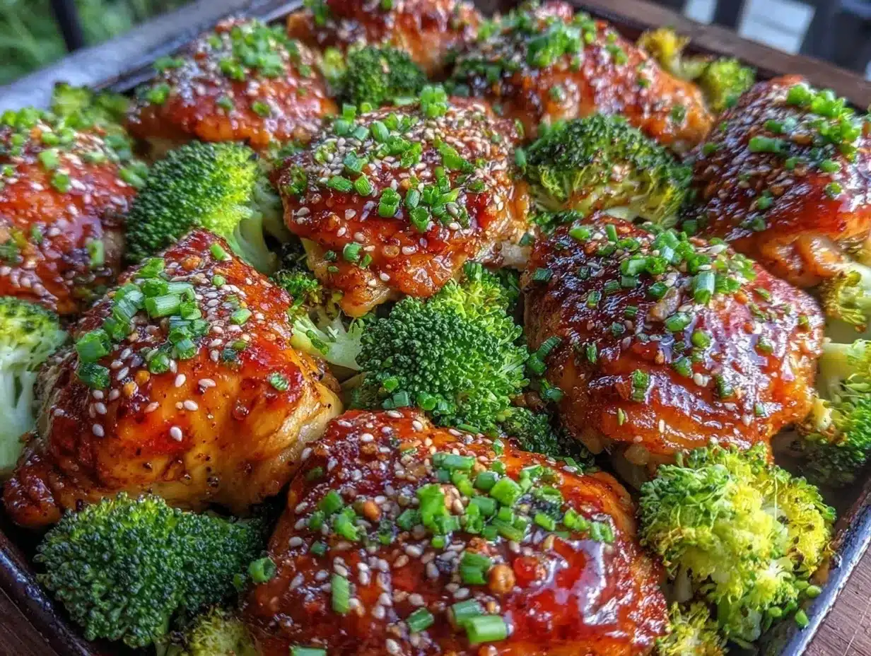 sticky sheet pan teriyaki chicken and broccoli preparation steps