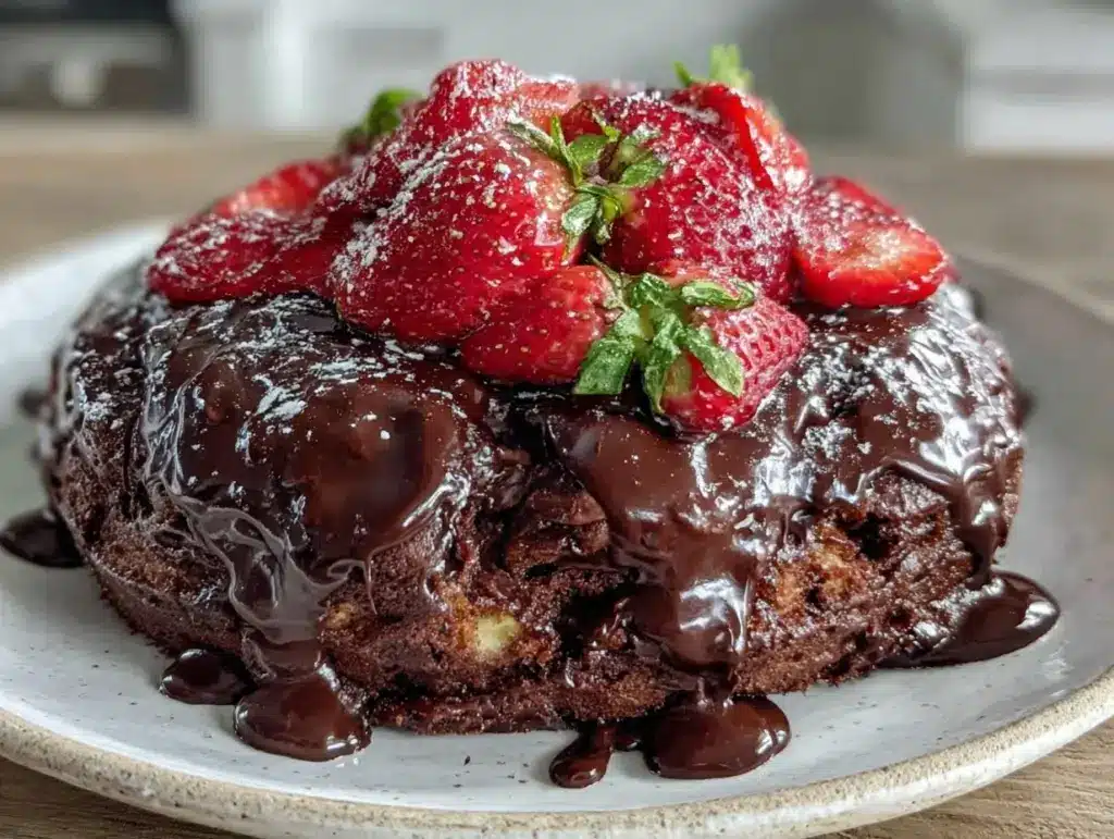 strawberry chocolate fondue cake - featured image
