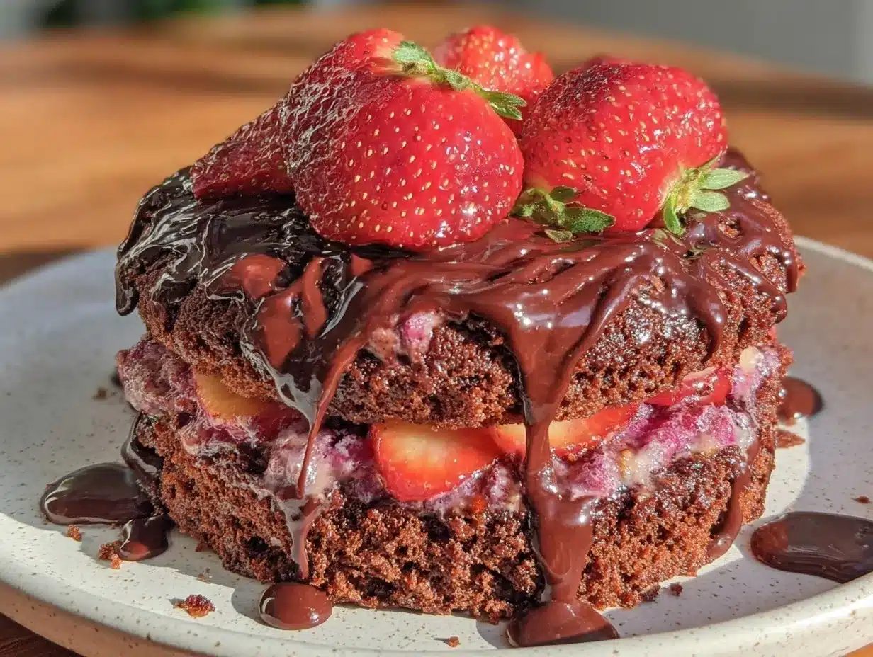 strawberry chocolate fondue cake preparation steps