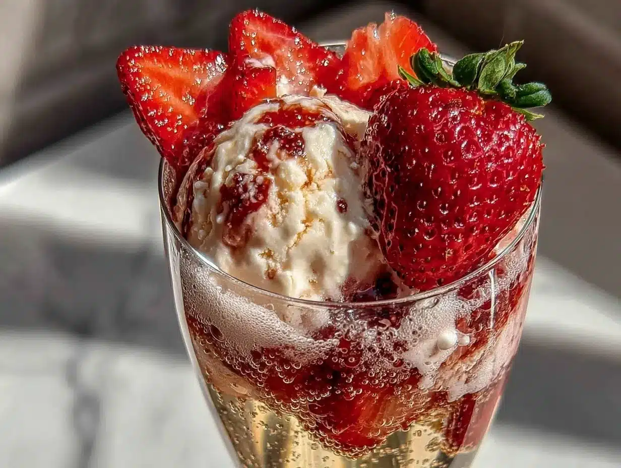 Strawberry Prosecco Float preparation steps
