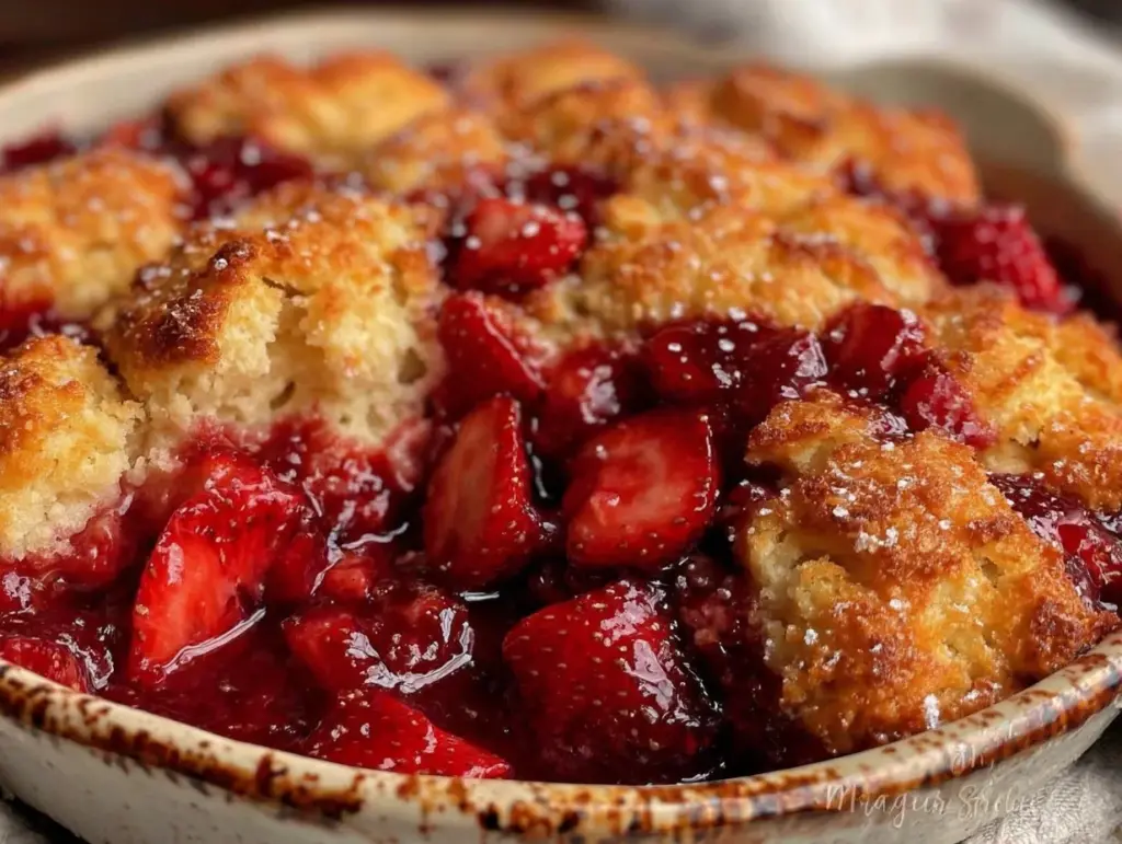 strawberry rhubarb cobbler - featured image