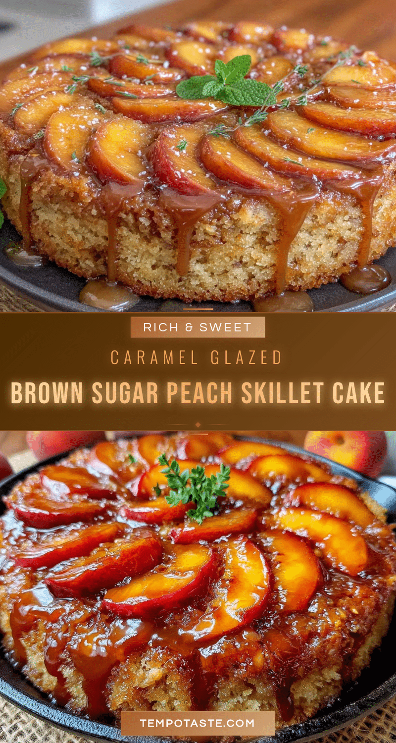 brown sugar peach upside down skillet cake recipe