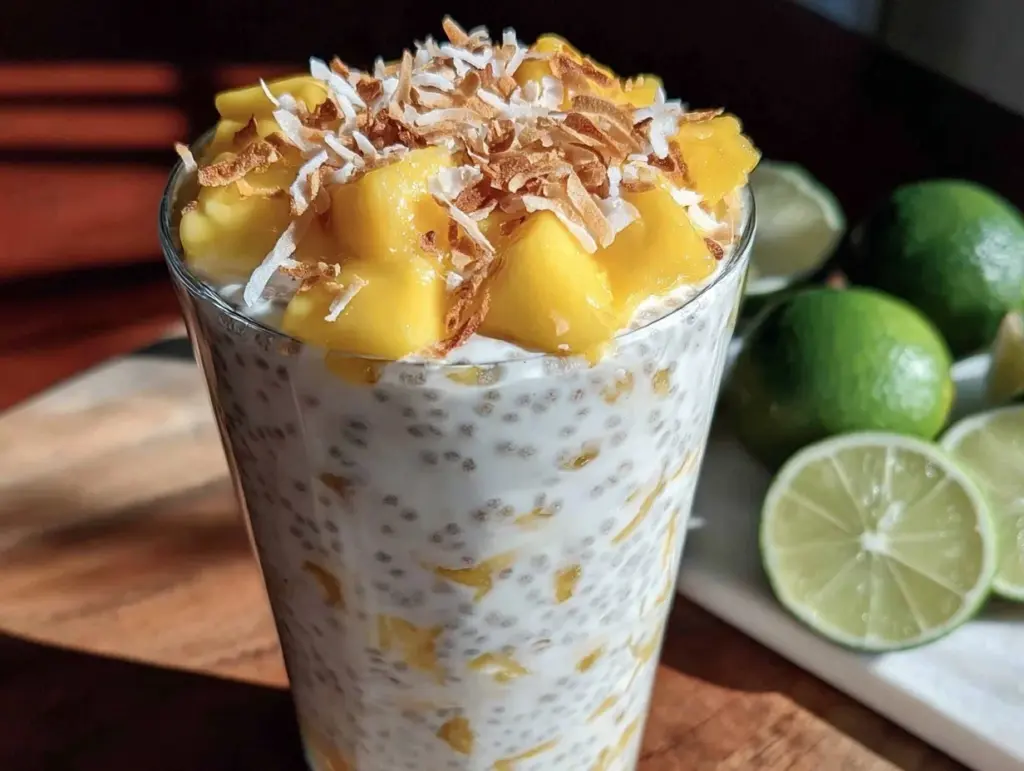 coconut lime chia pudding parfait - featured image