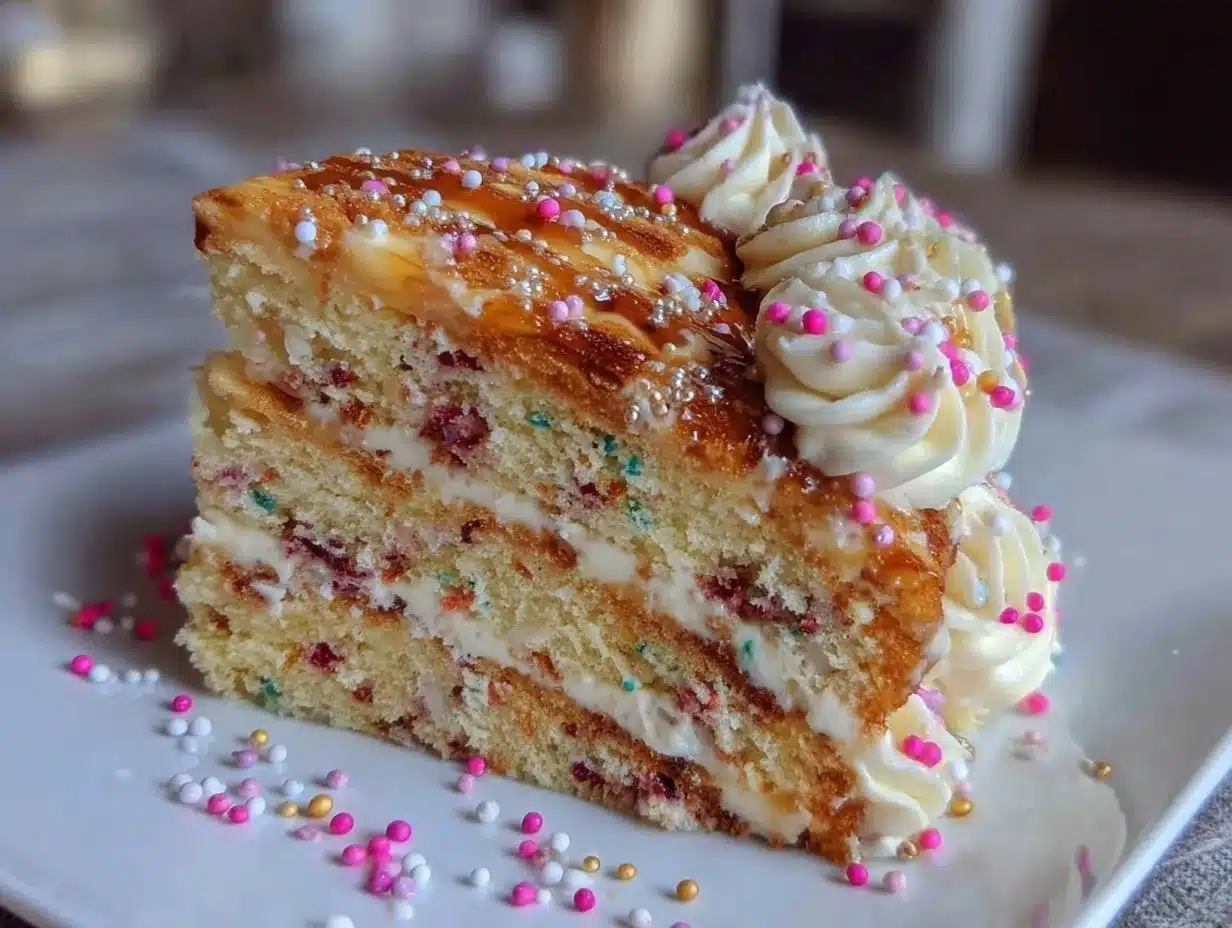 confetti graduation layered cake preparation steps
