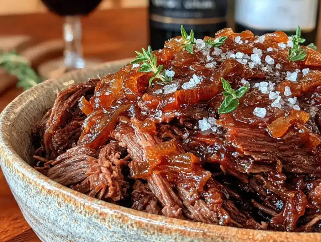 cozy crockpot honey balsamic beef - featured image