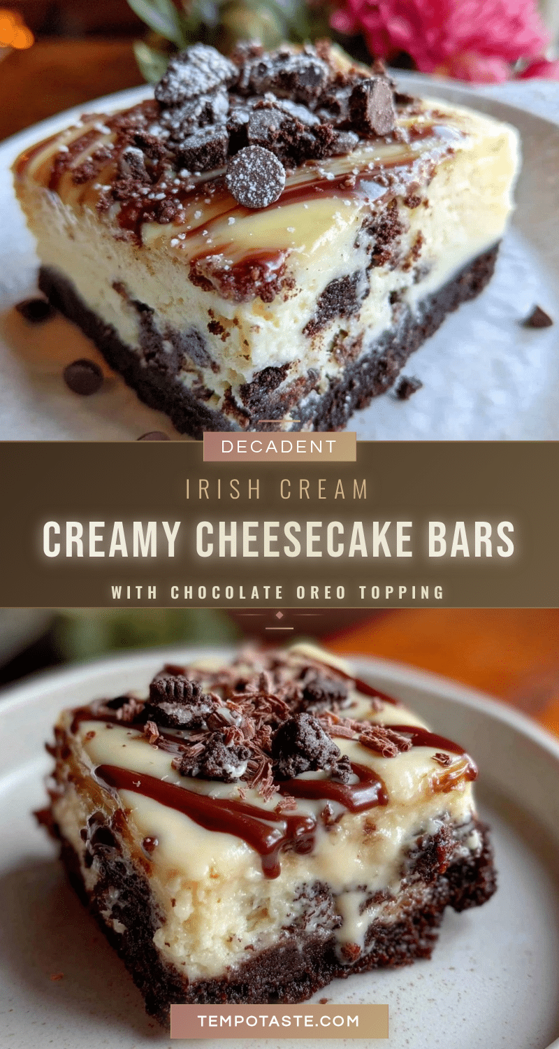 Creamy Irish Cream Cheesecake Bars recipe